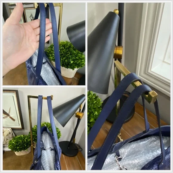 Coach XL Josie Blue Glass Python-Print Leather Tote - Picture 14 of 15